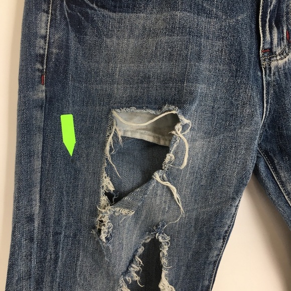 Ween Charm Men’s Distressed Jeans Ripped Blue Denim Size 34 Straight Leg - Picture 8 of 12